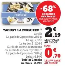 Hyper U Yaourt la fermiere offre