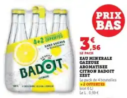 Hyper U Eau minerale gazeuse aromatisee citron badoit zest offre