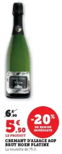 Hyper U Cremant d'alsace aop brut hoen platine offre