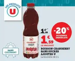 Boisson cranberry sans sucres ajoutes u