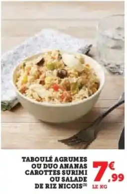 Hyper U Taboulé agrumes ou duo ananas carottes surimi ου salade de riz nicois offre