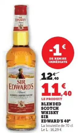 U Express Blended scotch whisky sir edward's 40° offre