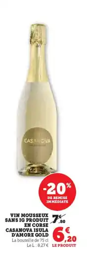 U Express Vin mousseux sans ig produit en corse casanova isula d'amore gold offre