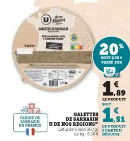 U Express U Galettes de sarrasin de nos regions offre