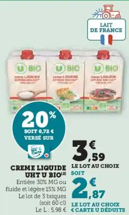 U Express U BIO Creme liquide UHT offre