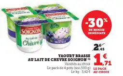 U Express SOIGNON Yaourt brasse au lait de chevre offre