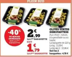 Hyper U Olives vertes dénoyautées offre