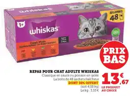 U Express WHISKAS Repas pour chat adulte offre