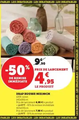 Hyper U Drap housse 90x190cm offre