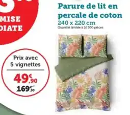 Hyper U Parure de lit en percale de coton 240 x 220 cm offre