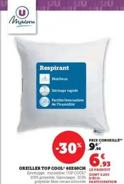 Hyper U Oreiller top cool 60x60cm offre