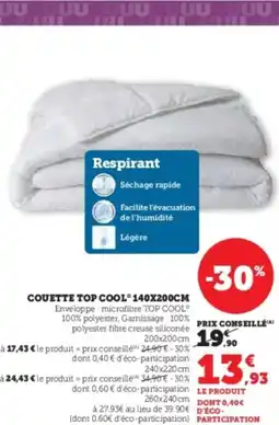 Hyper U Couette top cool140x200cm offre