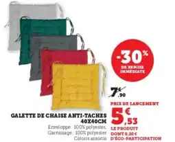 Hyper U Galette de chaise anti-taches 40x40cm offre