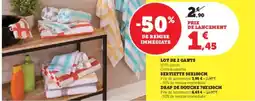 Hyper U Lot de 2 gants serviette 50x100cm drap de douche 70x130cm offre