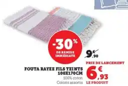 Hyper U Fouta rayee fils teints 100x170cm offre