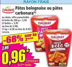 Norma DAUNAT Pâtes bolognaise ou pâtes carbonara offre