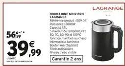 Intermarché LAGRANGE Bouilloire noir pro offre