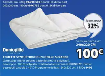 JYSK Couette synthétique dunlopillo suzanne offre