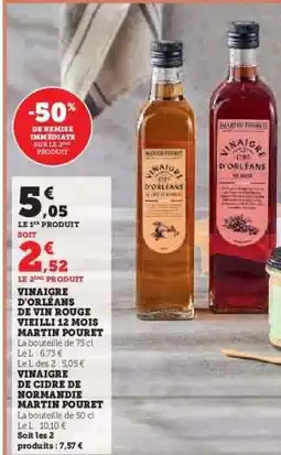 Hyper U VINAIGRE D'ORLÉANS DE VIN ROUGE VIEILLI 12 MOIS MARTIN POURET offre