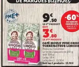Hyper U CAFÉ MOULU PURE ORIGINE TORRÉFACTEUR LOBODIS offre