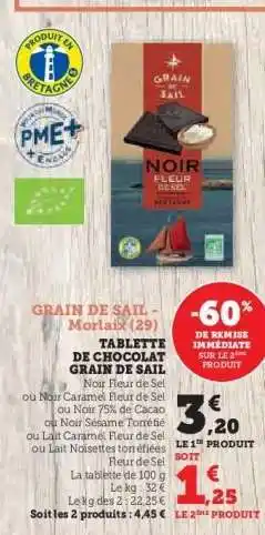 Hyper U TABLETTE DE CHOCOLAT GRAIN DE SAIL offre