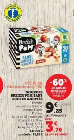 Hyper U Gourdes Breizh'Pom Sans Sucres Ajoutés offre