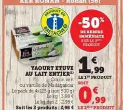 Hyper U Yaourt Etuvé au Lait Entier offre