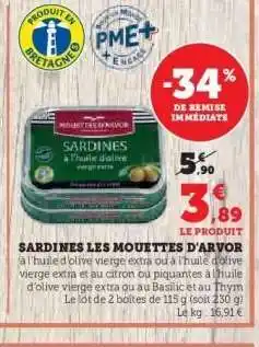 Hyper U SARDINES LES MOUETTES D'ARVOR offre