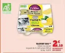 Hyper U YAOURT BIO offre