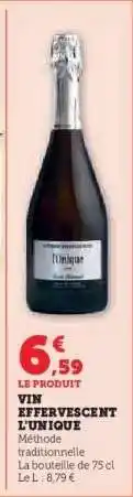 Hyper U VIN EFFERVESCENT L'UNIQUE offre