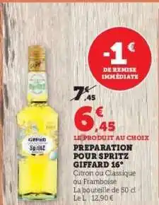 Hyper U PREPARATION POUR SPRITZ GIFFARD 16° offre