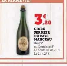 Hyper U CIDRE FERMIER DU PAYS MANCEAU offre