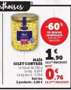 Hyper U MAÏS GILET CONTRES offre
