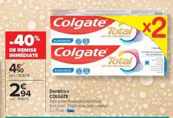 Carrefour Dentifrice Colgate offre