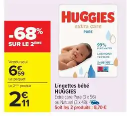 Carrefour LINGETTES BÉBÉ “HUGGIES” offre