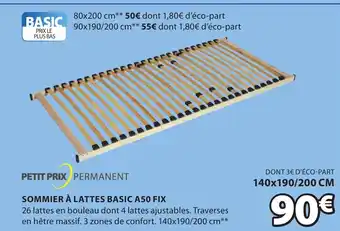 JYSK Sommier a lattes basic a50 fix offre