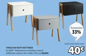 JYSK Table de nuit kettinge offre