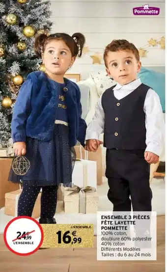 Intermarché Hyper Ensemble 3 Pièces Fête Layette Pommette offre