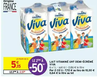 Intermarché Hyper Lait vitaminé UHT demi-écrémé Viva offre