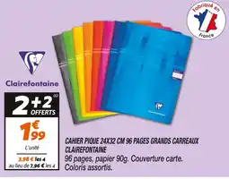 Netto CLAIREFONTAINE Cahier pique 24x32 cm 96 pages grands carreaux offre