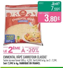 Match Carrefour Classic' Emmental râpé fondant offre