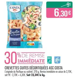 Match Costa Crevettes cuites décortiquées ASC offre