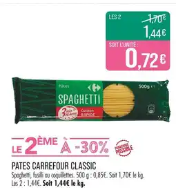 Match Carrefour Classic Pâtes offre