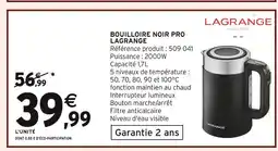 Intermarché LAGRANGE Bouilloire Noir Pro offre
