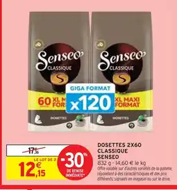 Intermarché Senseo Dosettes 2x60 classique offre