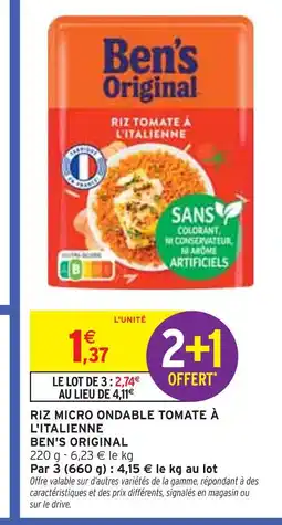Intermarché BEN'S ORIGINAL Riz micro ondable tomate à l'italienne offre