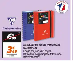 Netto Clairefontaine Agenda Scolaire Spirale 12x17 Iderama offre