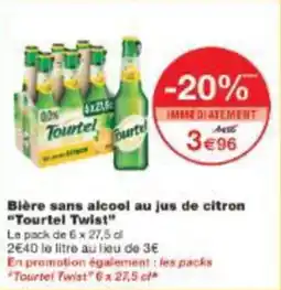 Monoprix Bière sans alcool au jus de citron tourtel twist offre