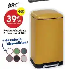 Maxi Bazar Poubelle à pédale ariane métal 30l offre