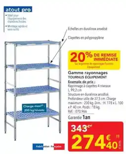 METRO Dim - gamme rayonnages tournus equipement offre